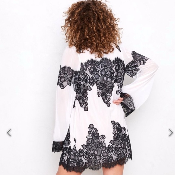 Free People We Are Hah Queen 4 A Day Dress White Black Lace  XS - Picture 5 of 8